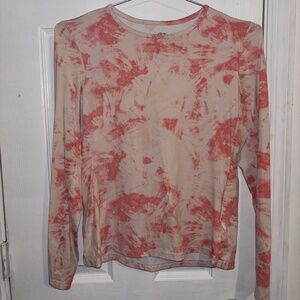 Hang Ten Pink Tye-Dye Sun Shirt with left side zipper size small